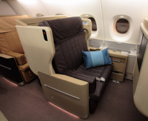 Singapore Business Class Seat on the A380 and B777-300ER