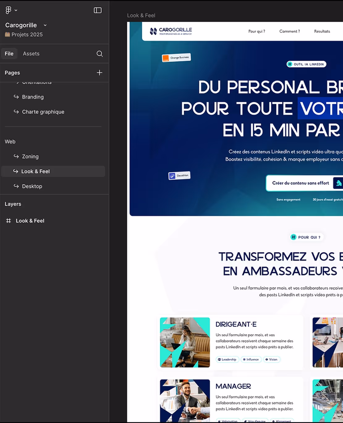 visuel du backoffice webflow