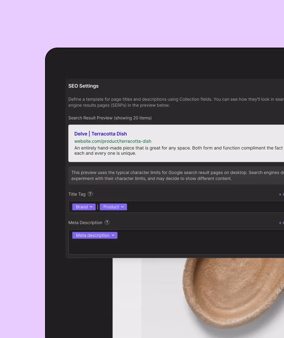 visuel du SEO dans webflox