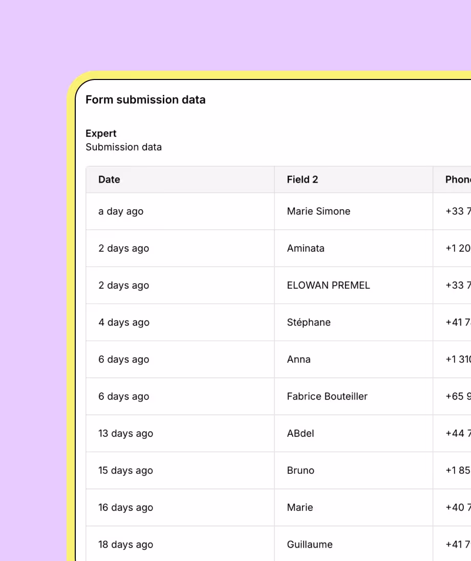 demande de contact dans webflow