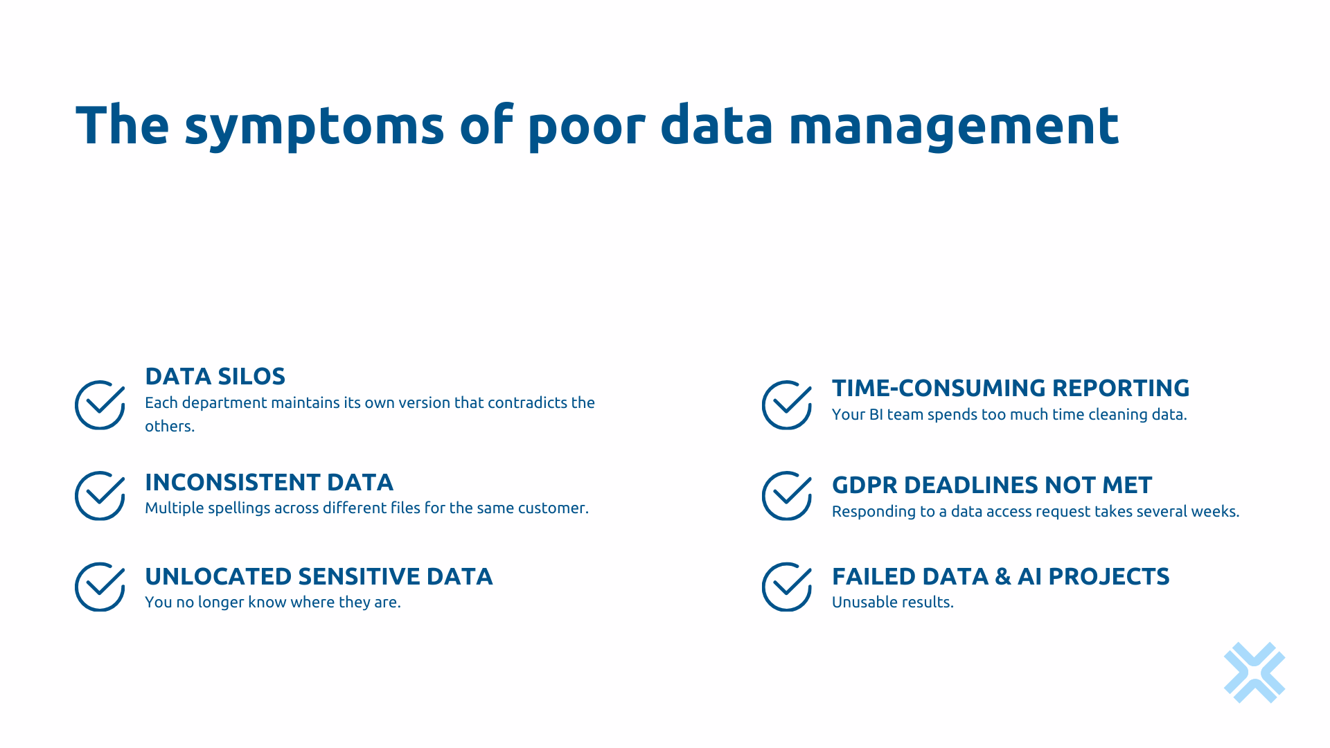 Symptoms of failing data management