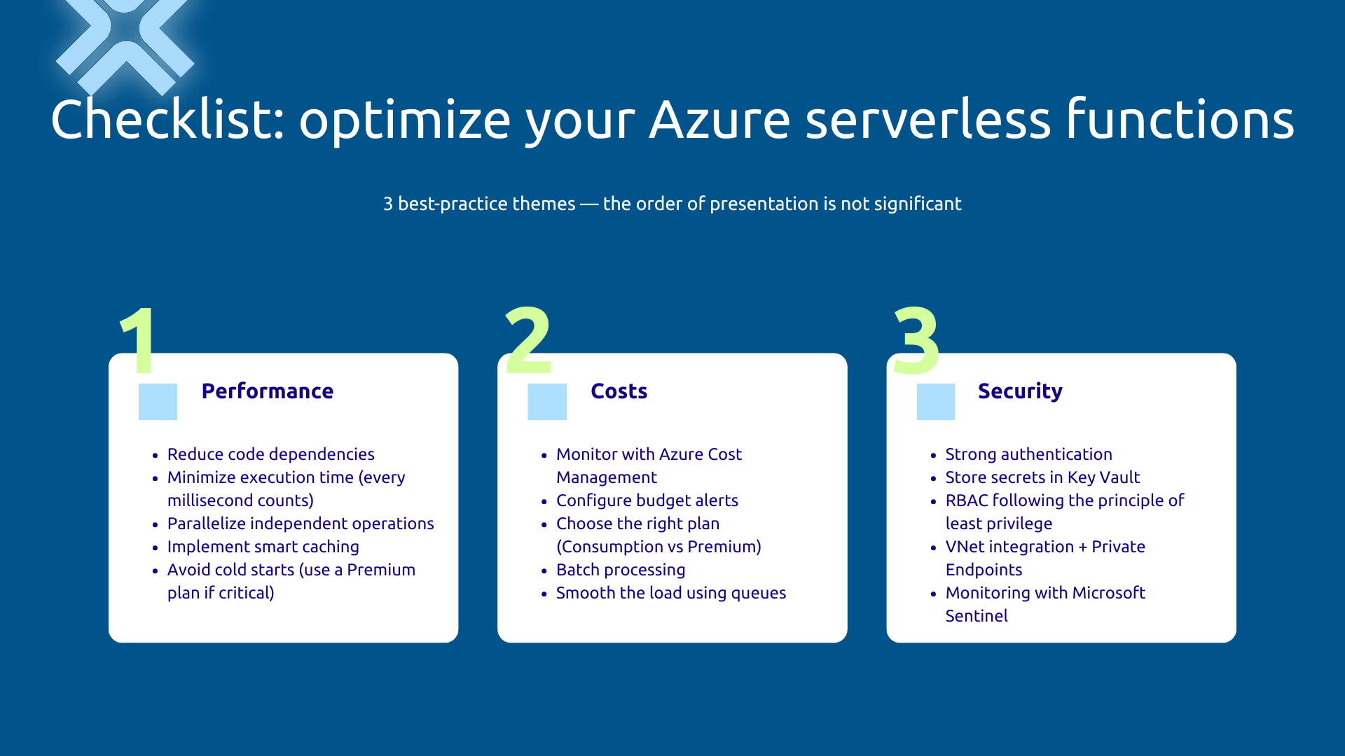 Azure Serverless functions optimization checklist