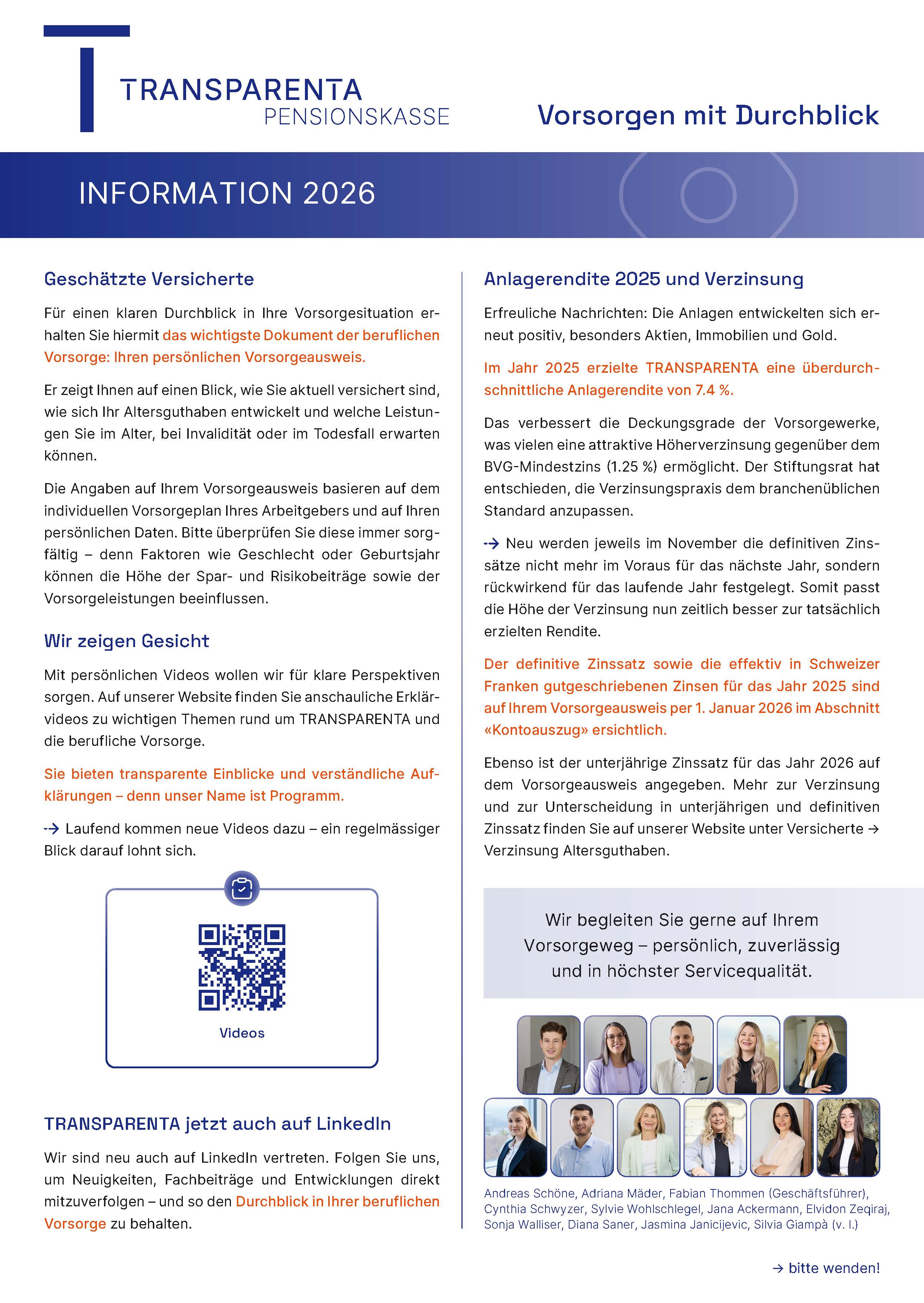 Information 2026 für Versicherte