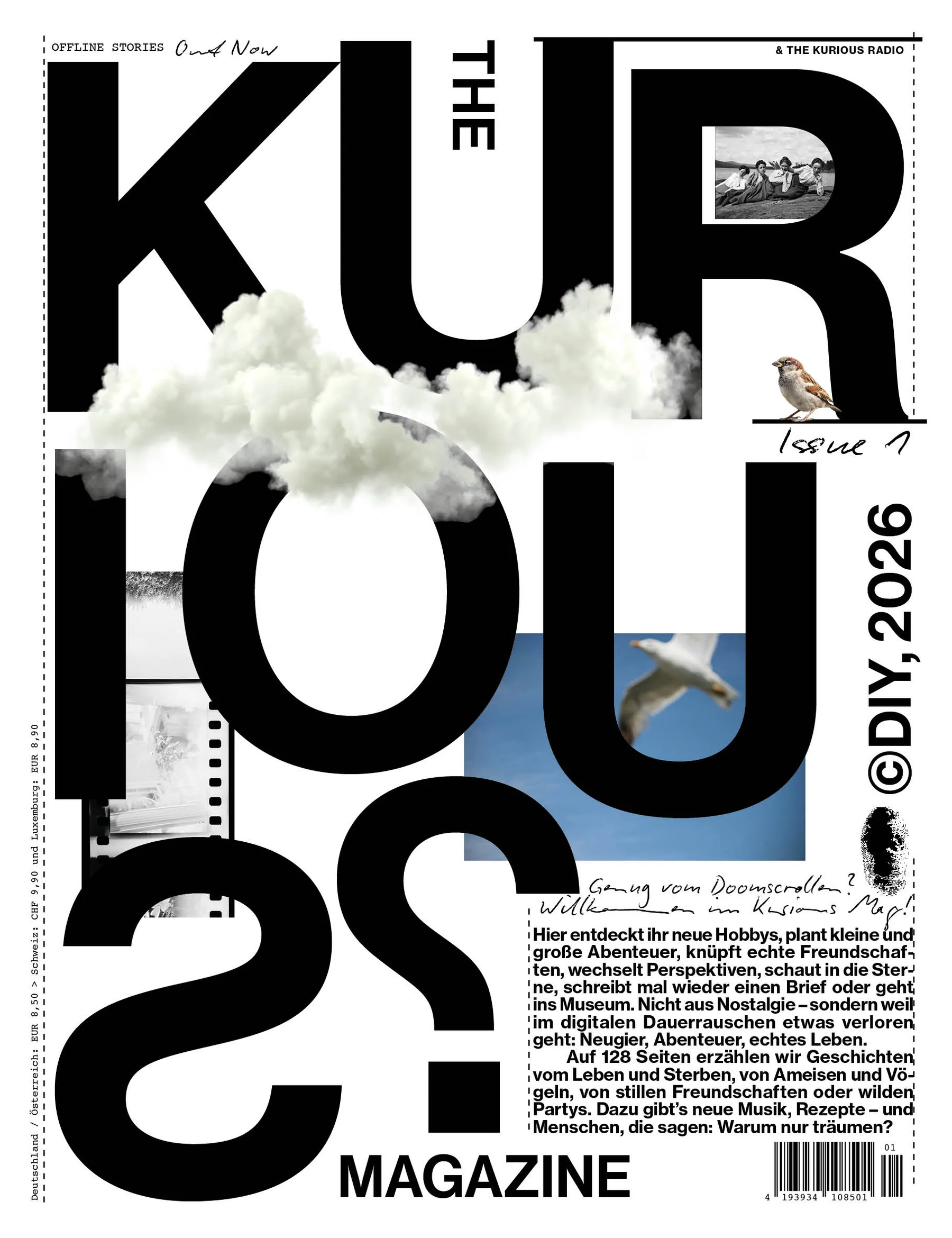 Aufgeschlagene Doppelseite aus The Kurious Magazine, dem eigenen Magazin von sisigrant