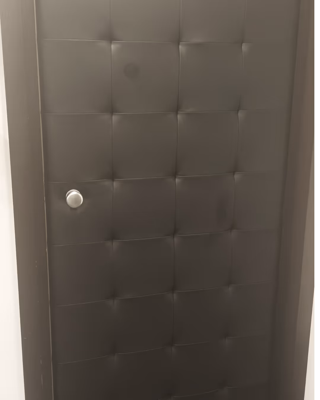 Crna tapecirana vrata s kvakom.