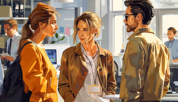 Drawn team in the office