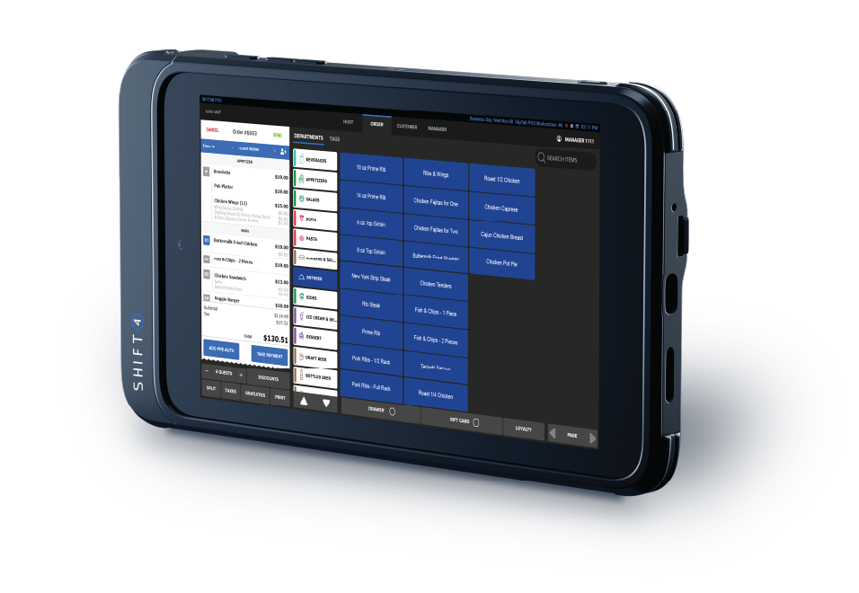 Skytab glass tableside ordering tablet for restaurants by Truepos