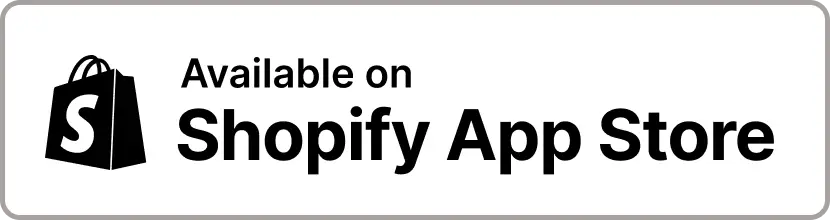 Badge with Shopify bag icon and text 'Available on Shopify App Store'.