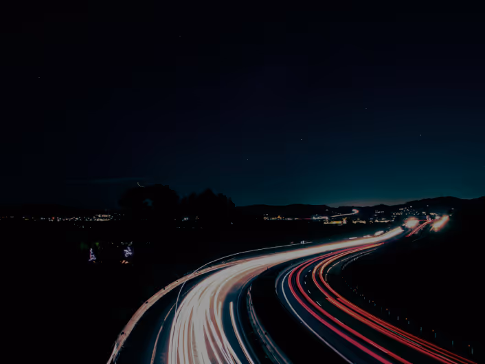 Tail lights on motorway at night