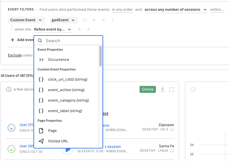 Creating a FullStory segment filtered by custom event parameters