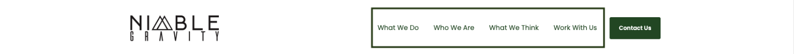 Website menu bar with multiple clickable links
