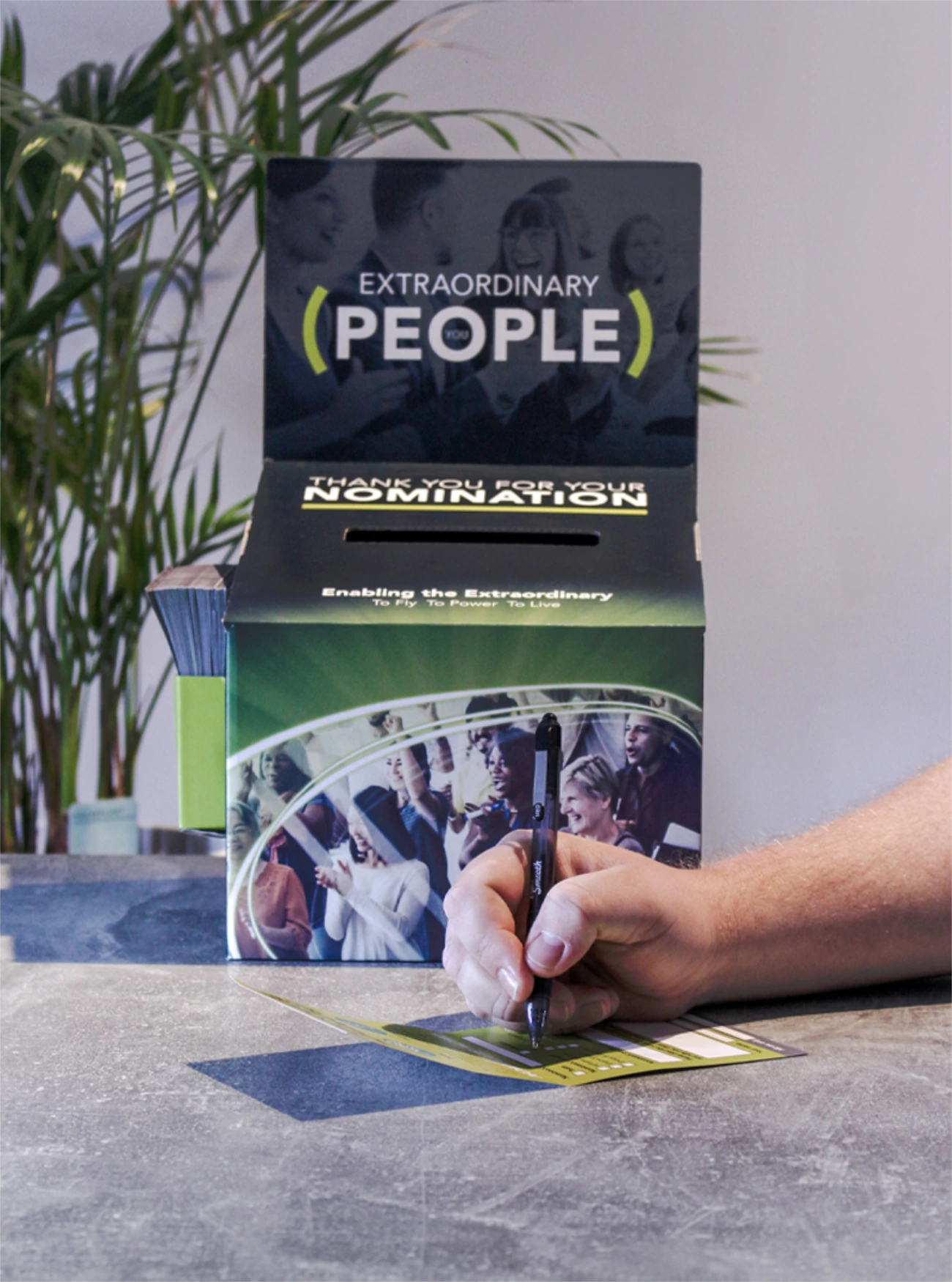 A polling station letterbox with Meggitt branding.