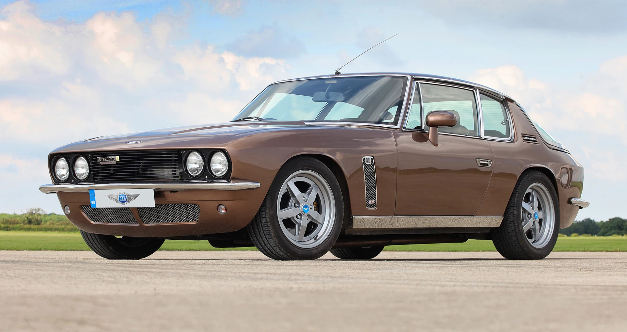 Luxury British classic car in brown.