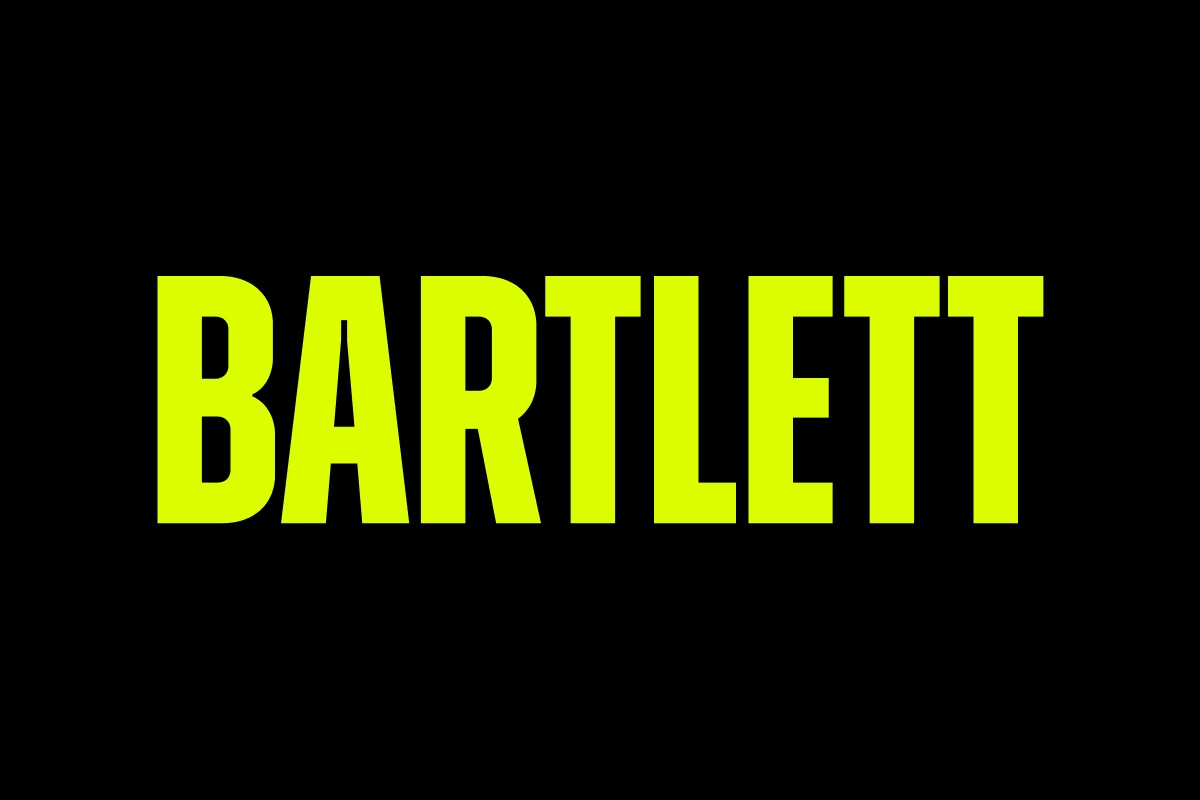 Bartlett logo in bright yellow on a black background.