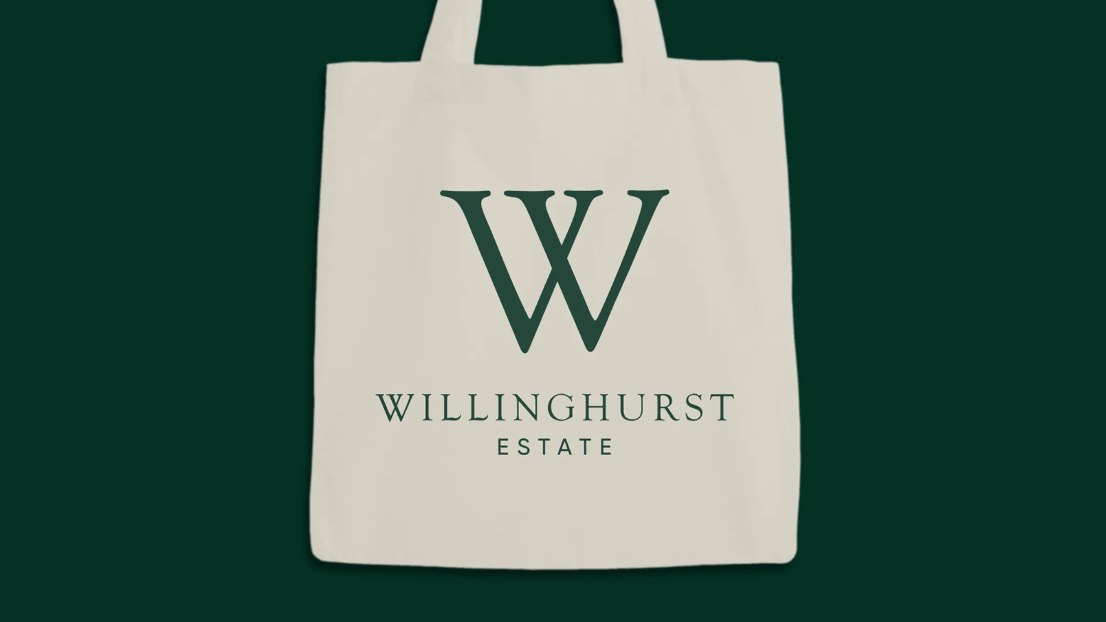 Tote bag with the Willinghurst Estate logo in green.