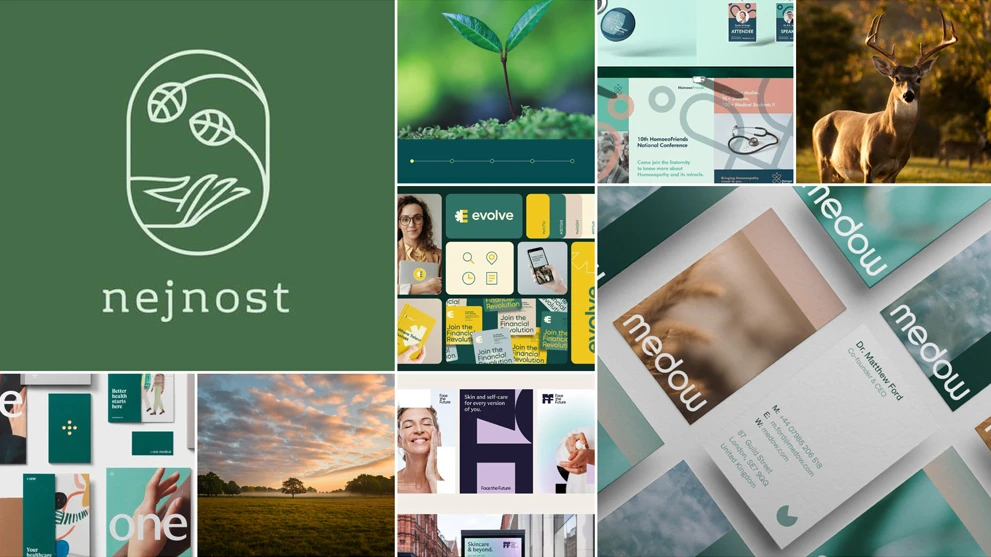 A mood board showing several pieces of inspiration to lead an identity design projects.