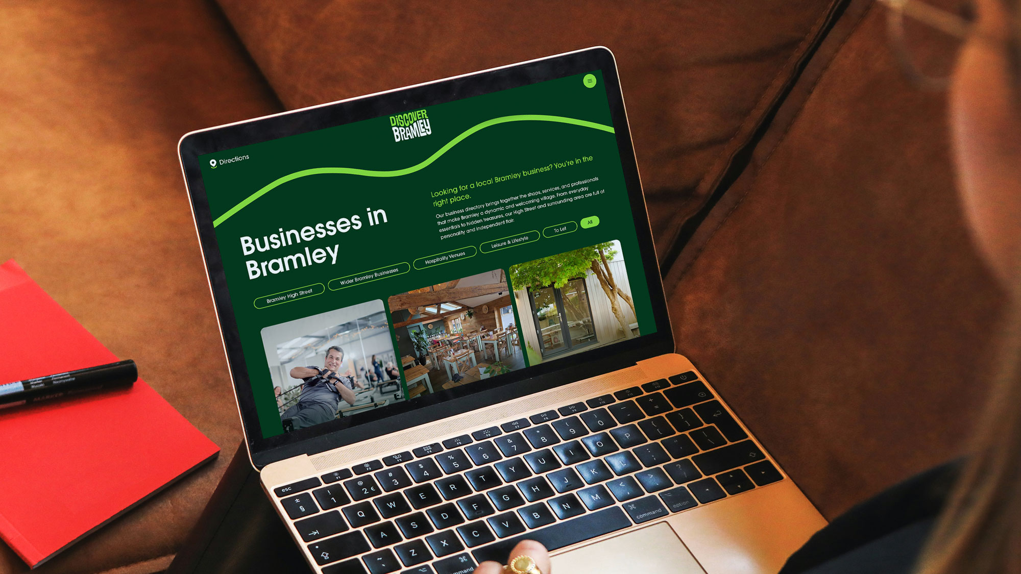 Someone using the Discover Bramley website at home looking for a local business in the business directory.