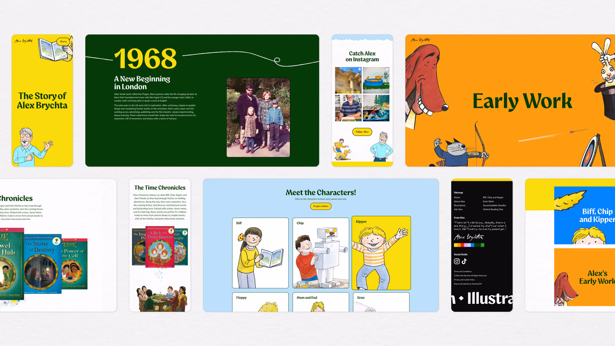 Mobile and desktop screenshots from Alex Brychta's website to show responsive design