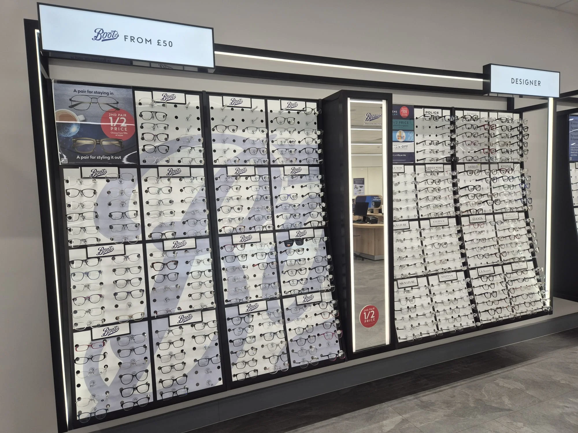 Boots Eldon Square Opticians cabinet