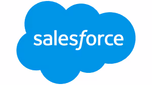Salesforce company logo in white text on a blue cloud shape.