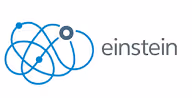 Blue abstract interconnected loops logo next to the text einstein in lowercase gray letters.