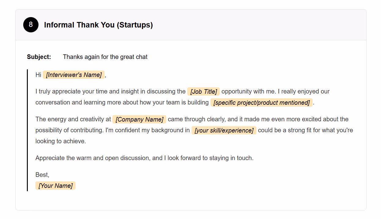 After Interview Thank You Email