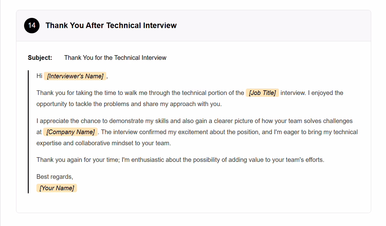 After Interview Thank You Email