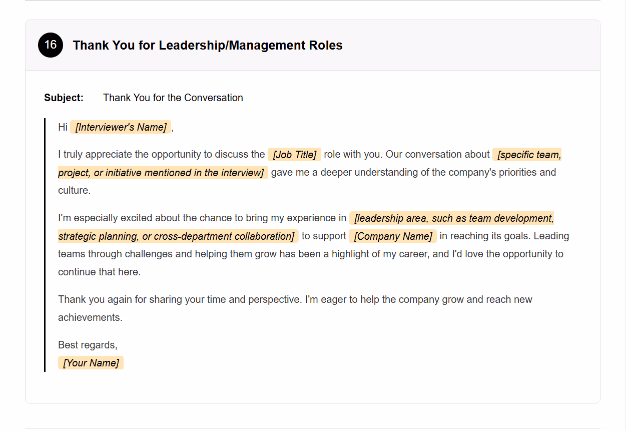 After Interview Thank You Email