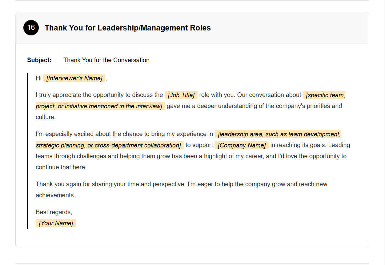 After Interview Thank You Email