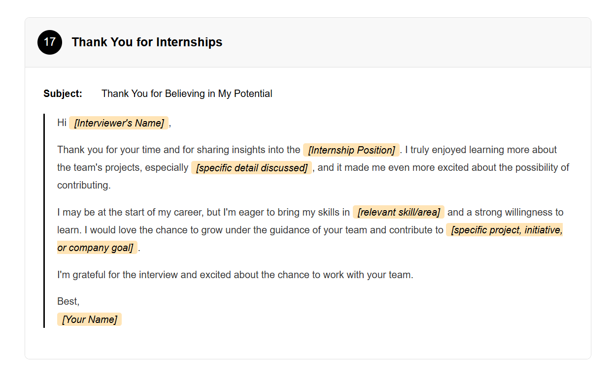 Thank You Email