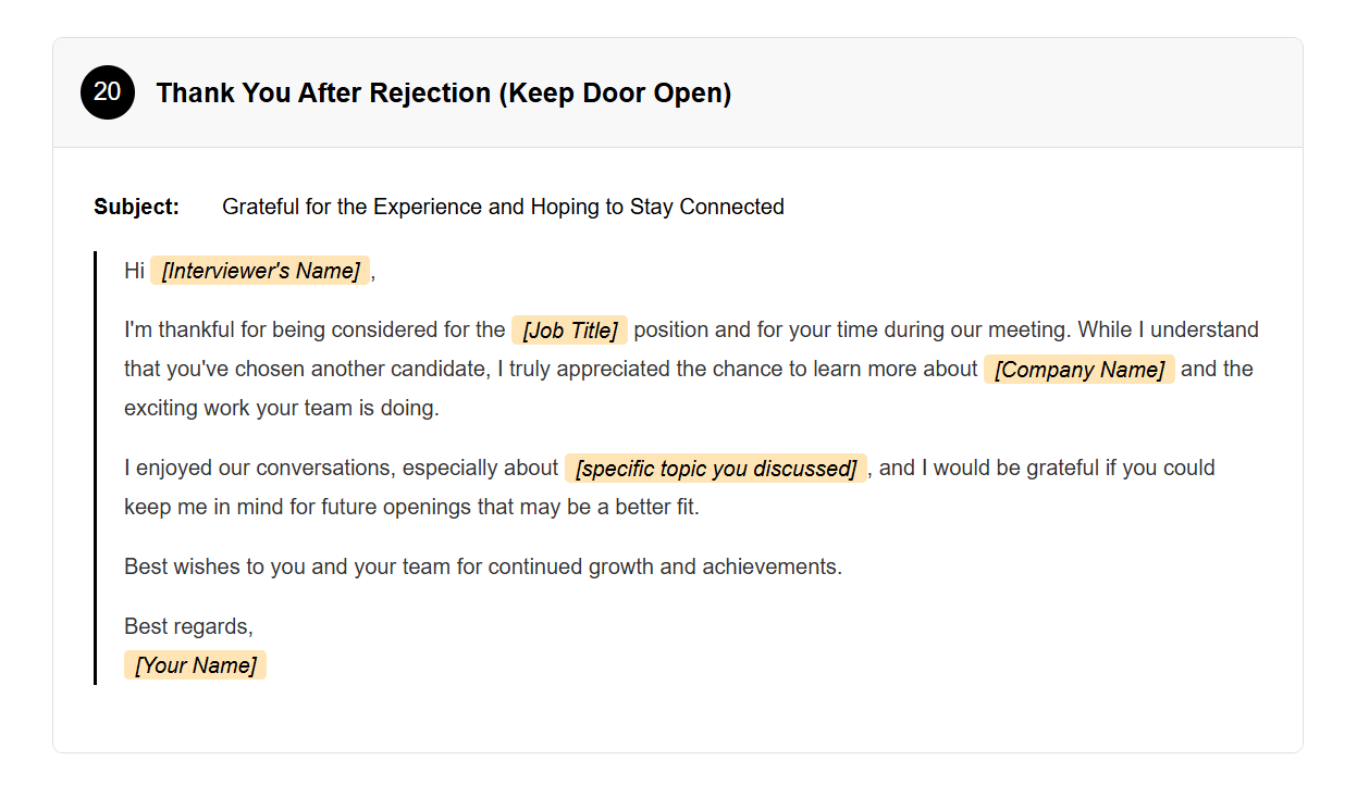 Thank You Email