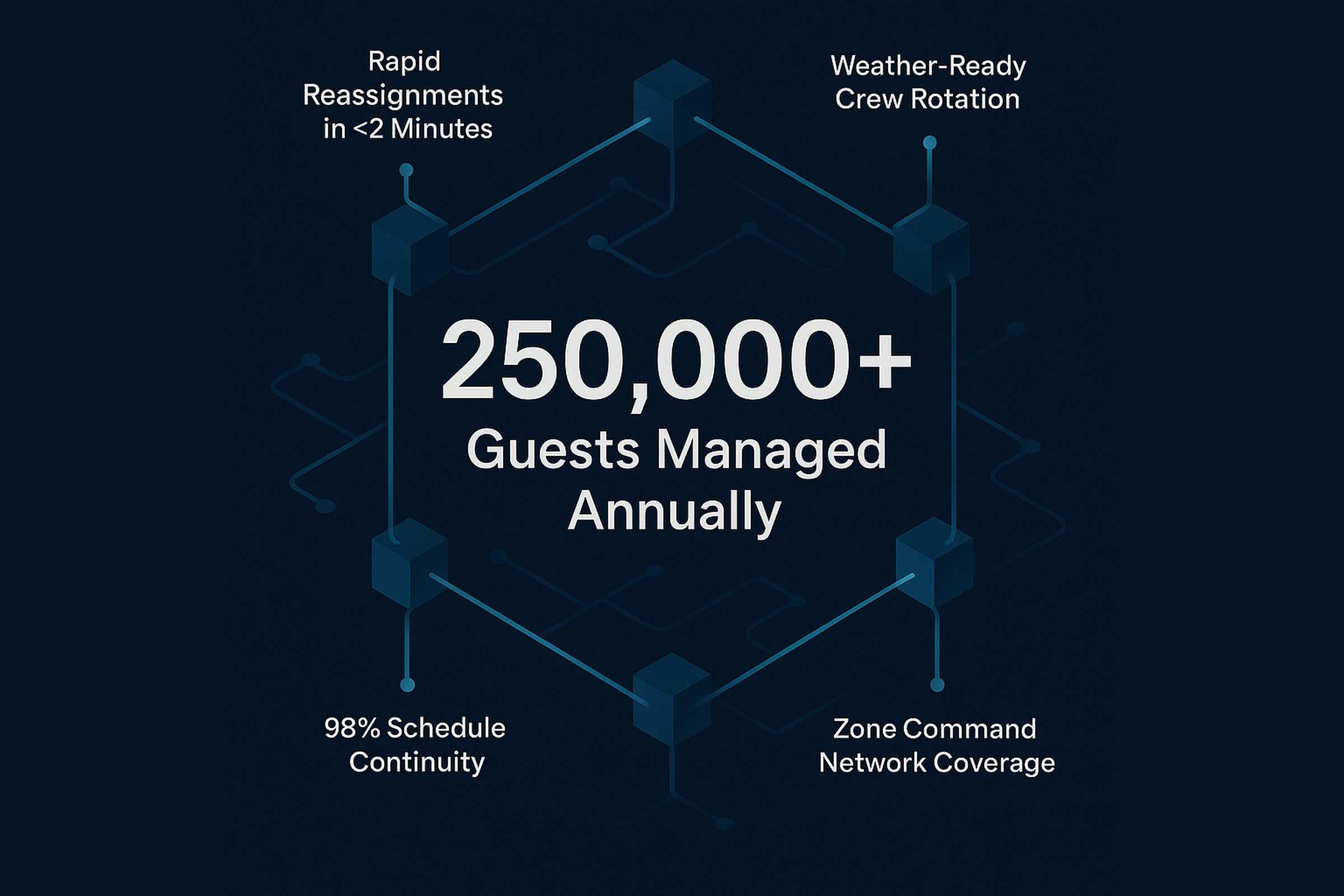 Infographic illustrating Denver event staffing attendance during weather-impacted event days.