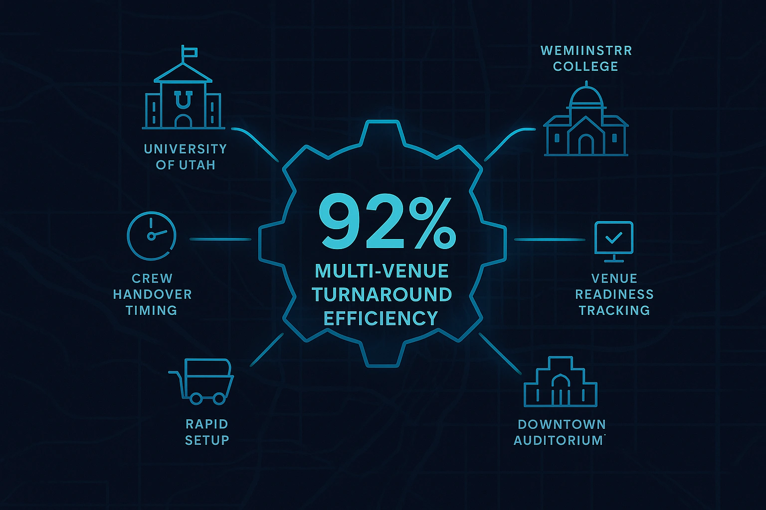Infographic illustrating Denver event staffing attendance during weather-impacted event days.