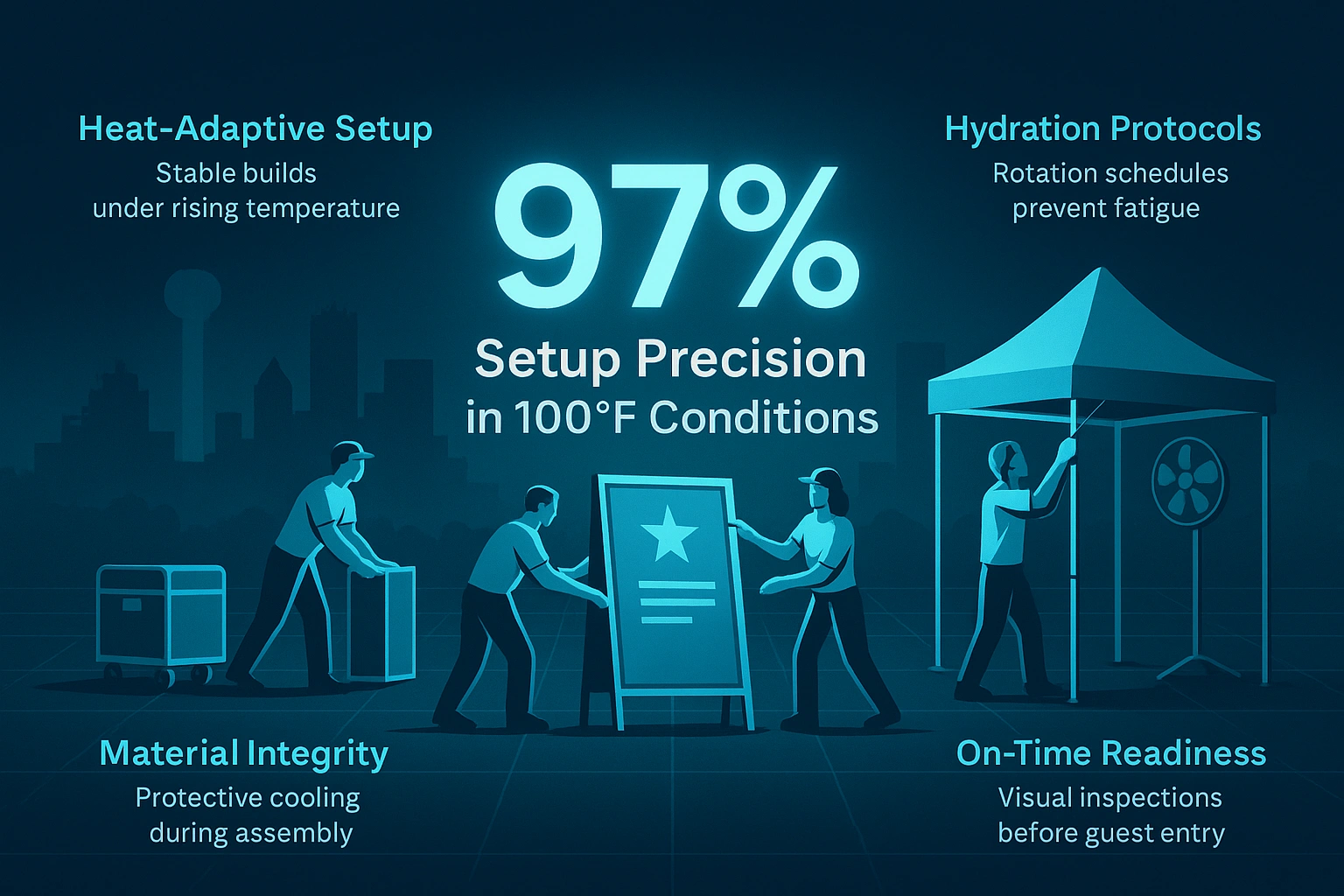 Infographic illustrating Denver event staffing attendance during weather-impacted event days.