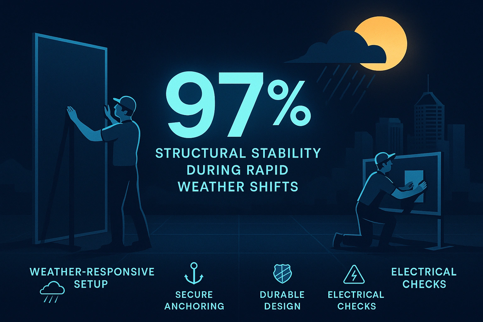 Infographic illustrating Denver event staffing attendance during weather-impacted event days.