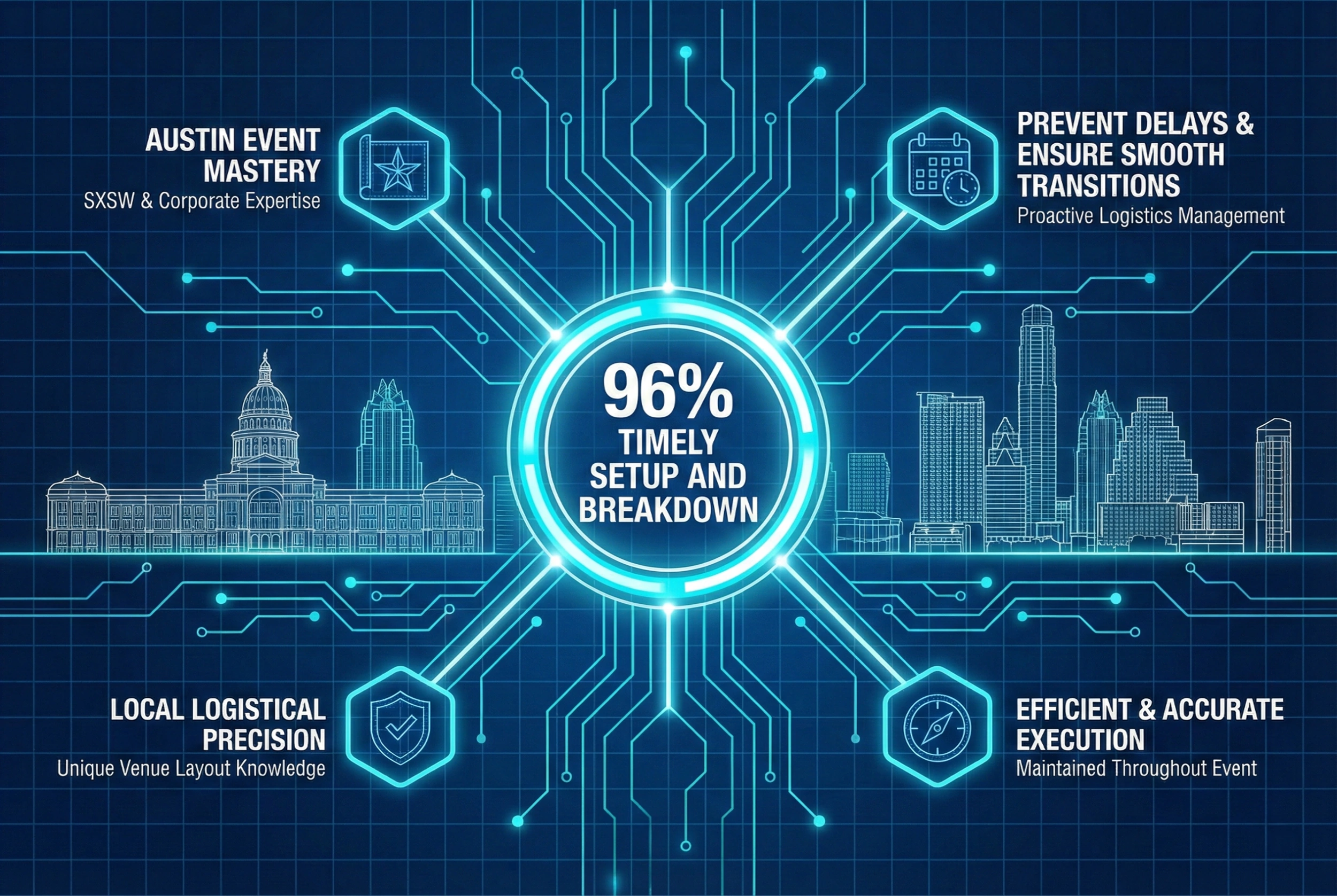 Infographic illustrating Denver event staffing attendance during weather-impacted event days.