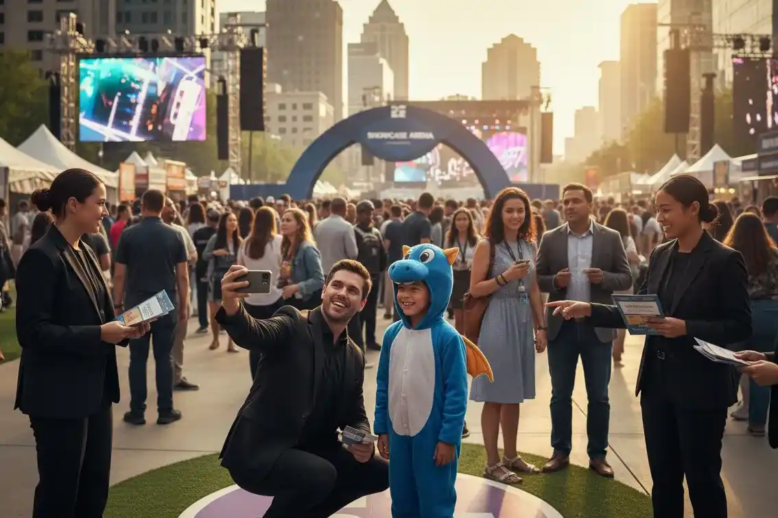 image of a music festival with vibrant colorful smoke
