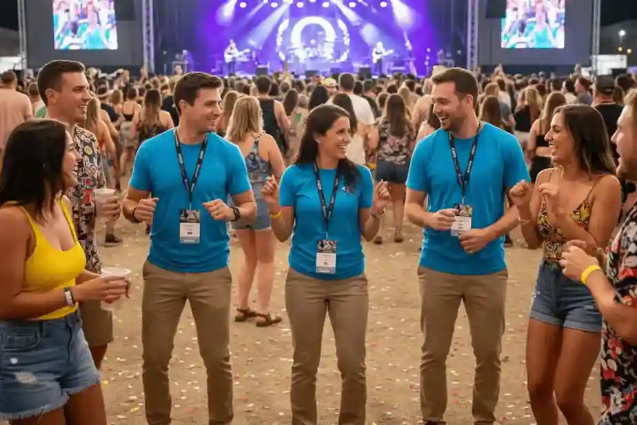image of a music festival with vibrant colorful smoke