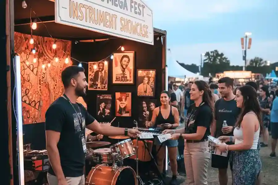 image of a music festival with vibrant colorful smoke