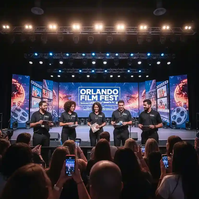image of a music festival with vibrant colorful smoke