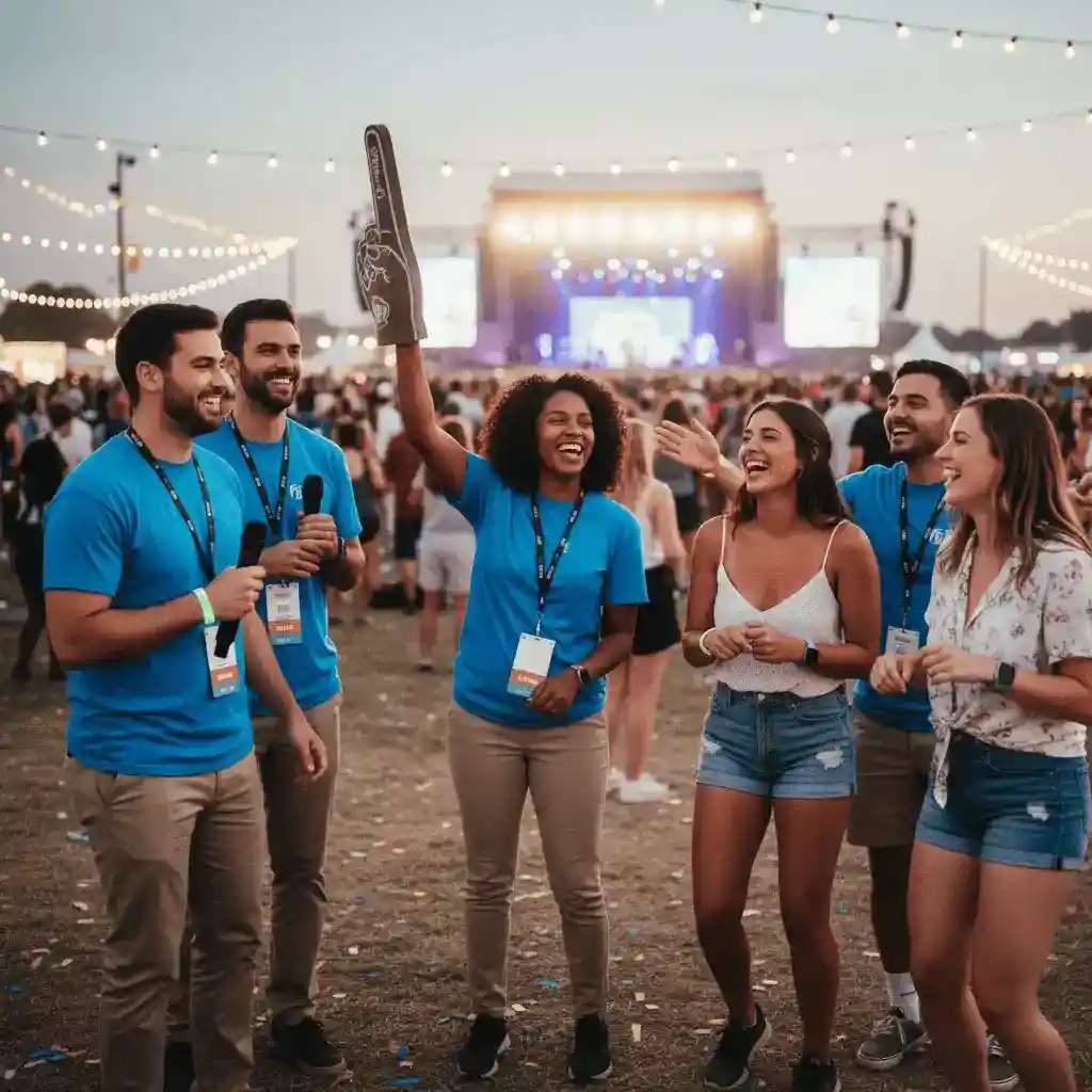 image of a music festival with vibrant colorful smoke