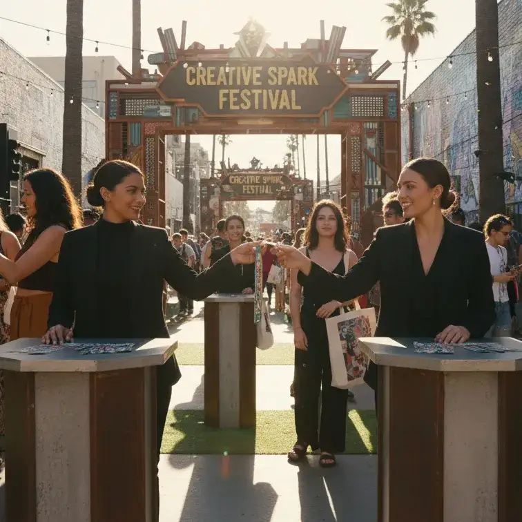 image of a music festival with vibrant colorful smoke