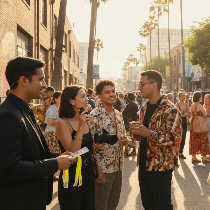 image of a music festival with vibrant colorful smoke