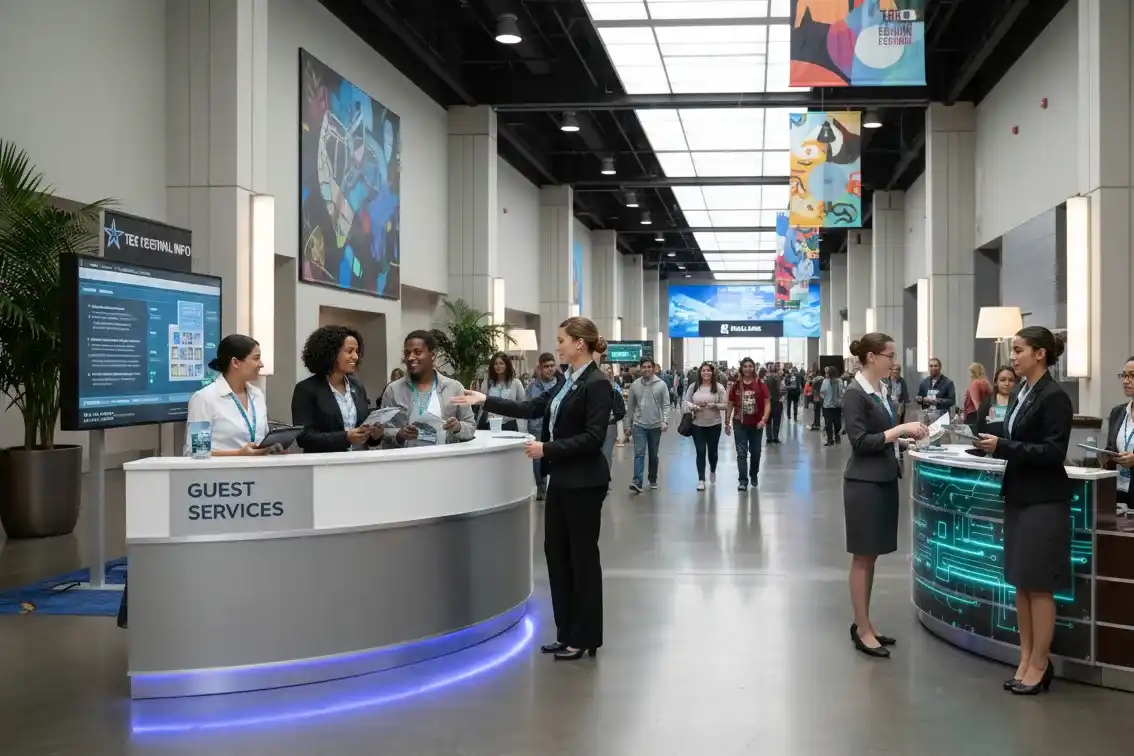 image of a music festival with vibrant colorful smoke