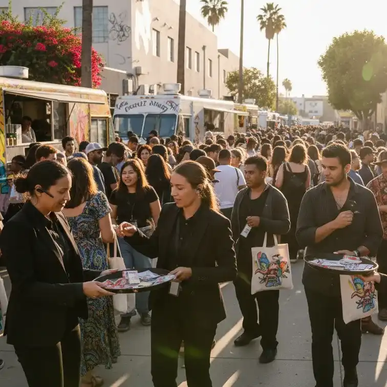 image of a music festival with vibrant colorful smoke