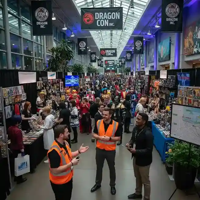image of a music festival with vibrant colorful smoke