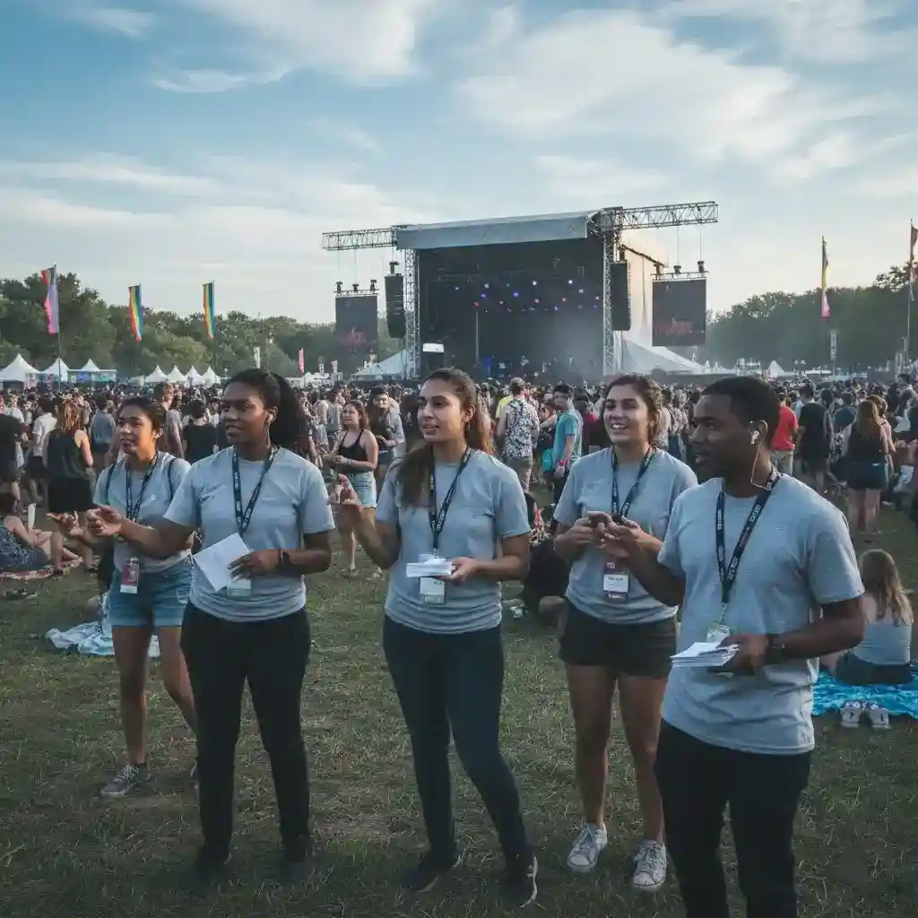 image of a music festival with vibrant colorful smoke