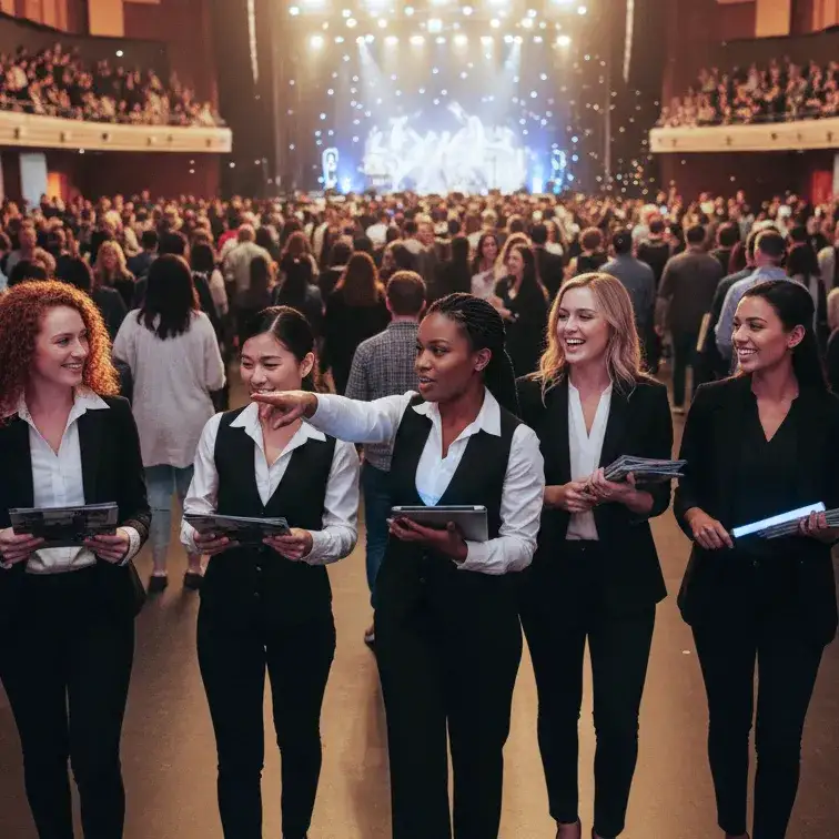 image of a music festival with vibrant colorful smoke