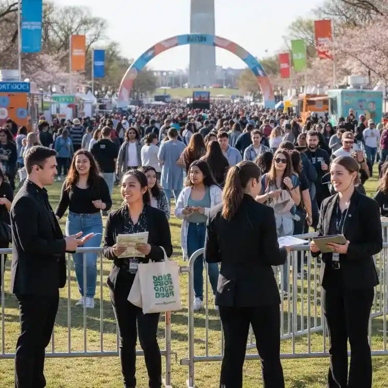 image of a music festival with vibrant colorful smoke