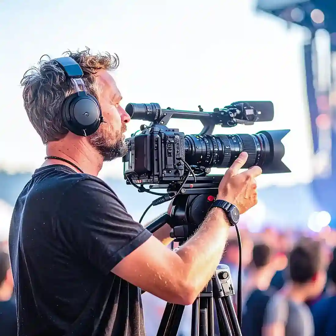 image of a music festival with vibrant colorful smoke